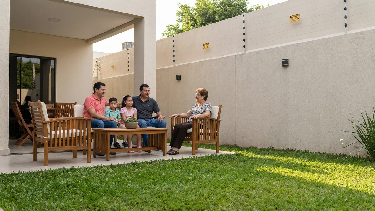 Familia protegida con cerco eléctrico
